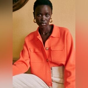 Sezane Betty Cardigan Tangerine - Size L